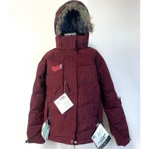 686 Ace Ski Warm Winter Jacket Women's Maroon Microfiber Artists Collab Size Med